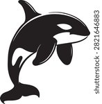 Killer Whale Jumping - Aquatic Dolphin Wildlife Art Symbol