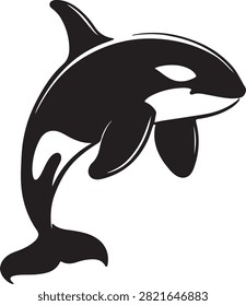 Killer Whale Jumping - Aquatic Dolphin Wildlife Art Symbol