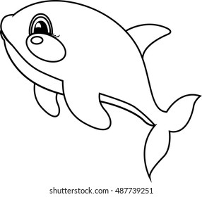 Killer whale jumping out of water. Coloring book. Game for children