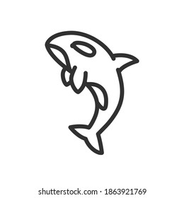 Killer Whale, Linear Icon. Editable Stroke