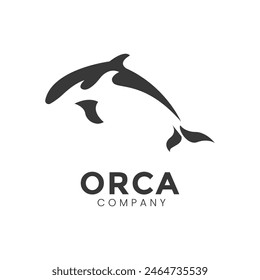 Killer Whale Logo with Bubbles. Wild Ocean Orca