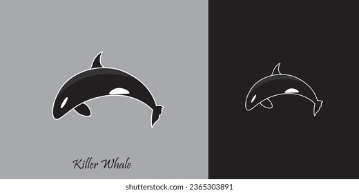 Killer whale logo design with minimalist colors.