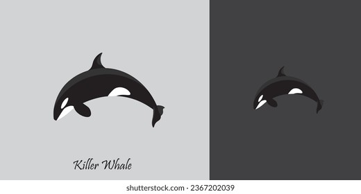 Diseño de logotipo de ballena asesina con colores minimalistas.