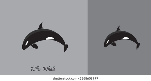 Diseño de logotipo de ballena asesina con colores minimalistas.