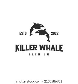 killer whale logo design simple vintage