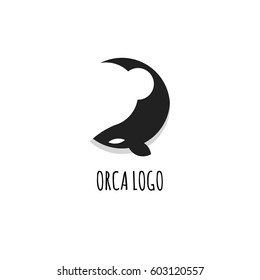 Killer Whale Logo Flat Design with Golden Ratio. Isolated on White Background.