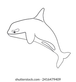 Logo de la caza de ballenas asesina en línea de arte. Forma animal submarina. Ilustración vectorial aislada en un fondo blanco.