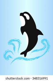 killer whale. Logo for the water park or a hotel on the sea with a picture of killer whales