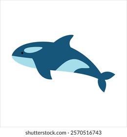 killer whale Ocean. Underwater world. Sea animal. whale. Vector illustration on a white background