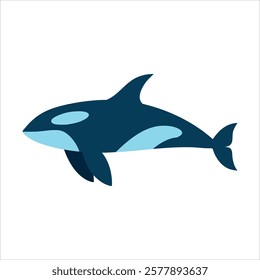 killer whale Ocean. Underwater world. Sea animal. whale. Vector illustration on a white background