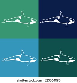 Killer whale on different backgrounds. pop Art