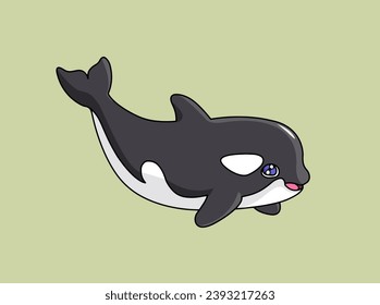 Ballena asesina ( Orca ) Cartoon Character Vector Ilustración