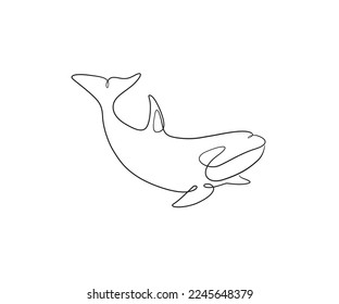 Killer whale or orca isolated on white background one line art design whale tattoo design whole line art