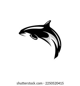 Killer Whale Orca Logo Design Template Featuring Creative Clean Fine Line Art Cetacean Animal Silhouette Vector Graphic for Marine Wildlife Conservation and Corporate Brand Identity