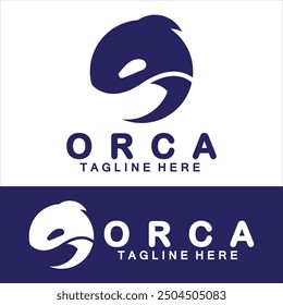 Ballena asesina Orca Ilustración vectorial de diseño de logotipo