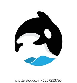 ilustración vectorial del logo de la orca de ballena asesina