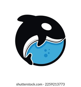 ilustración vectorial del logo de la orca de ballena asesina