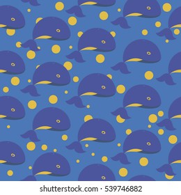 Killer Whale Orca Vector Pattern. Cute Whale vector print. Cetacean