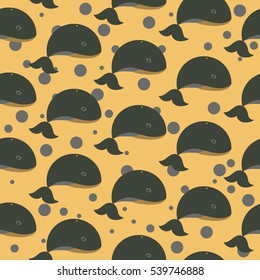 Killer Whale Orca Vector Pattern. Cute Whale vector print. Cetacean