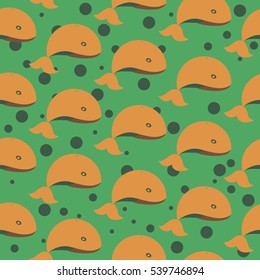 Killer Whale Orca Vector Pattern. Cute Whale vector print. Cetacean