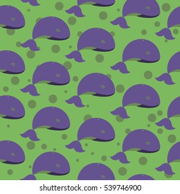 Killer Whale Orca Vector Pattern. Cute Whale vector print. Cetacean