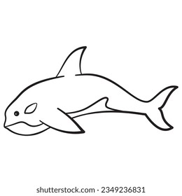 Dibujo de vector de contorno de ballena asesina. Ballenas asesinas dibujadas a mano. Mundo submarino. Vida marina. Aislada sobre fondo blanco.