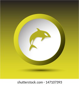 Killer whale. Plastic button. Vector illustration.