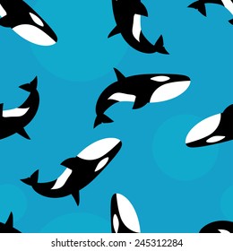 Killer whale seamless pattern