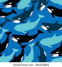 Killer whale seamless pattern