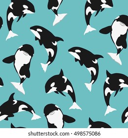 Killer Whale Seamless Pattern Animal Background