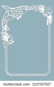 Killer whale, shell, coral in the form of a corner for decaration. Template for laser, plotter cutting, and screen printing. The pattern for the mirrors and panela...