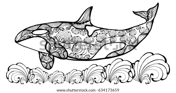 Killer Whale Tattoo Orca Tattoo Stock Vektorgrafik Lizenzfrei