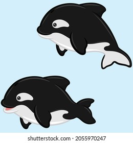 killer whale vector design in cartoon shape, Aquatic mammal with childish cartoon shape
