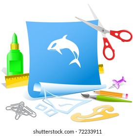 Killer whale. Vector paper template.
