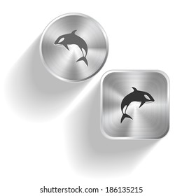 Ballena asesina. Botones de acero de conjunto de vectores