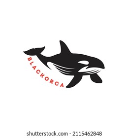 Killerwal im Wasser. Orcas im Pool. flaches Orca-Killer-Wal-Logo für Poster oder Ikone. Killerwal im Pool.