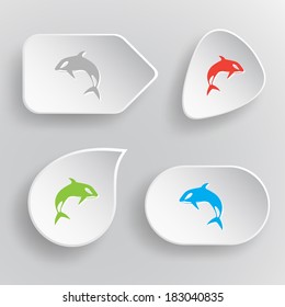 Killer whale. White flat vector buttons on gray background.