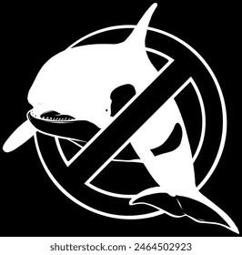 killer whale in white line on black background