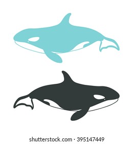 Killer whales. Vector illustration. Isolated on a white background.
