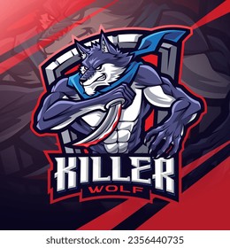 Killer wolf esport mascot logo design
