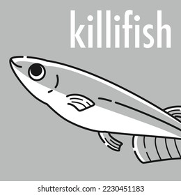 icono de killifish (blanco y negro)