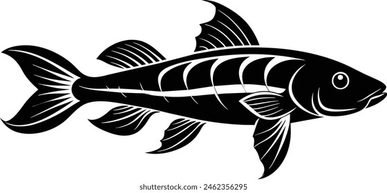 A killifish silhouette black vector illustration