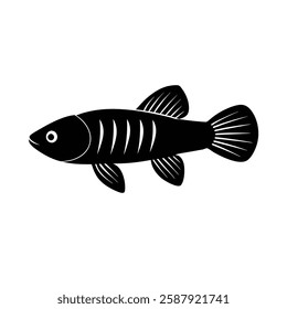 Killifish Silhouette Vector Art and Black Killifish Fish Design Illustration