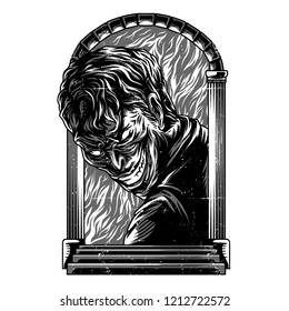 Killing Smile Black and White Illustration