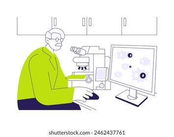 Killing of specific cells abstract concept vector illustration. Laboratory worker examines cells killing, medical genetics, immunology sector, gene therapy, antibody structure abstract metaphor.