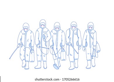 Killing virus team character design of vector. Professional doctor teamwork.