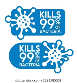 tötet 99,9% Bakterien, Keime und Viren . Antibakterielle und antivirale Abwehr, Schutzinfektion. Vektorgrafik	