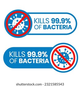 tötet 99,9% Bakterien, Keime und Viren . Antibakterielle und antivirale Abwehr, Schutzinfektion. Vektorgrafik	