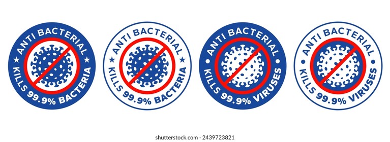 Kills 99.9% bacteria, germs and viruses . Antibacterial and antiviral defence, protection infection. Vector Illustration