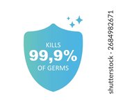 Kills 99.9% of germs, vector, icon.